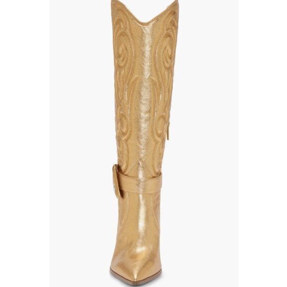 Vince Camuto Biancaa Western Cowboy Leather Tall Boots True Gold SZ 8 NEW - Picture 3 of 7